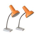 Pair of orange vintage sis table lamps, Model 838