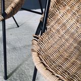 Mid-Century Modern Rattan Armchairs, France, 1950s, Set of 2