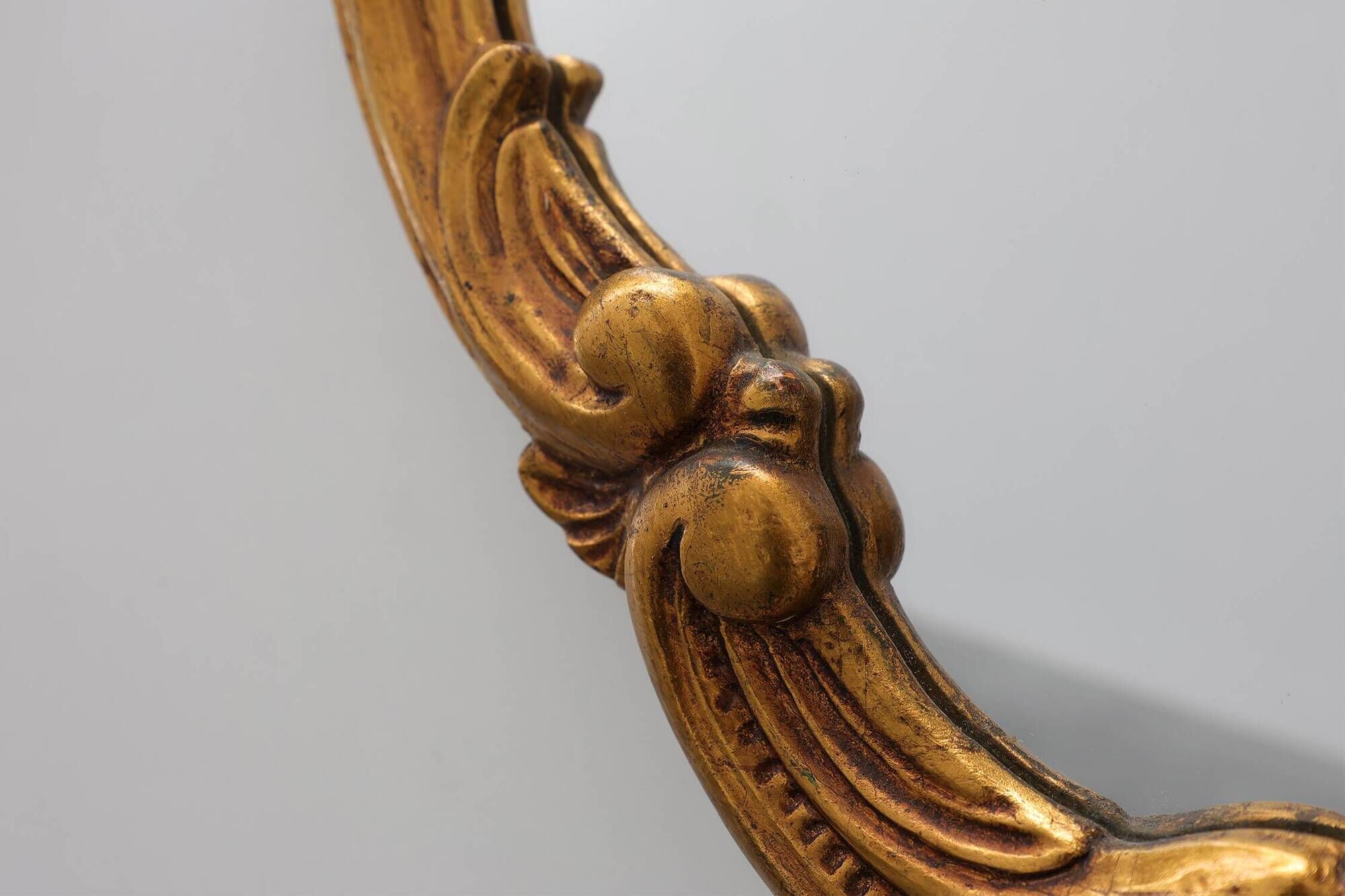 Rococo Style Gilt Mirror with Floral Garlands, Italy, 20th Century