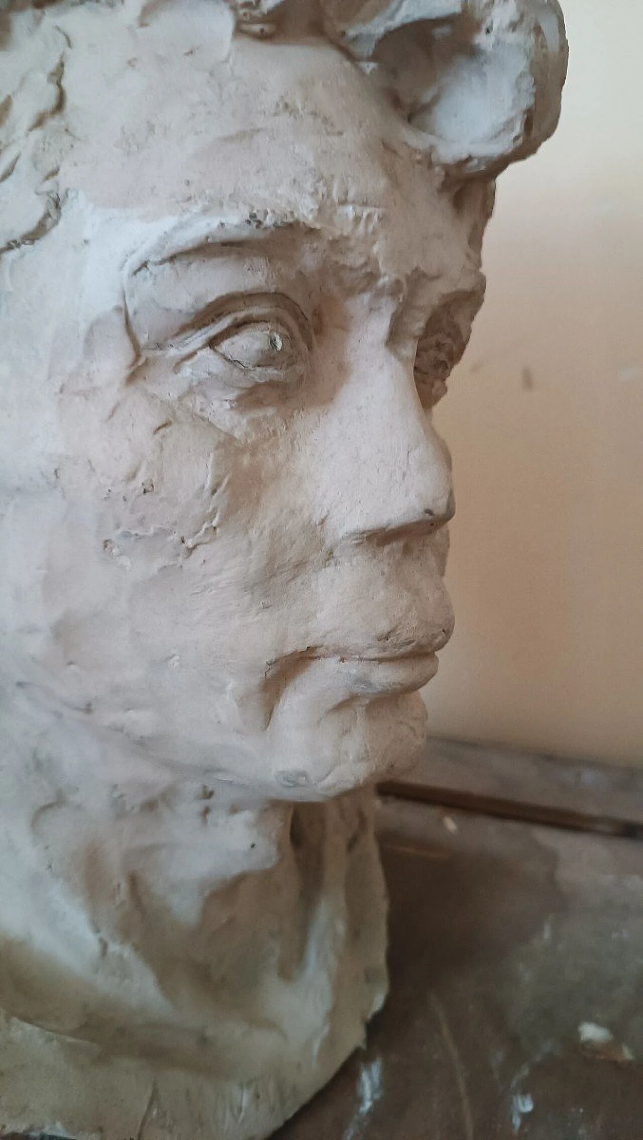 A. Novelli, male bust, plaster sculpture
