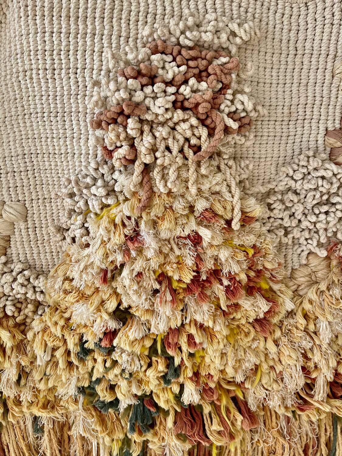 Brutalist macramé tapestry, 1980s