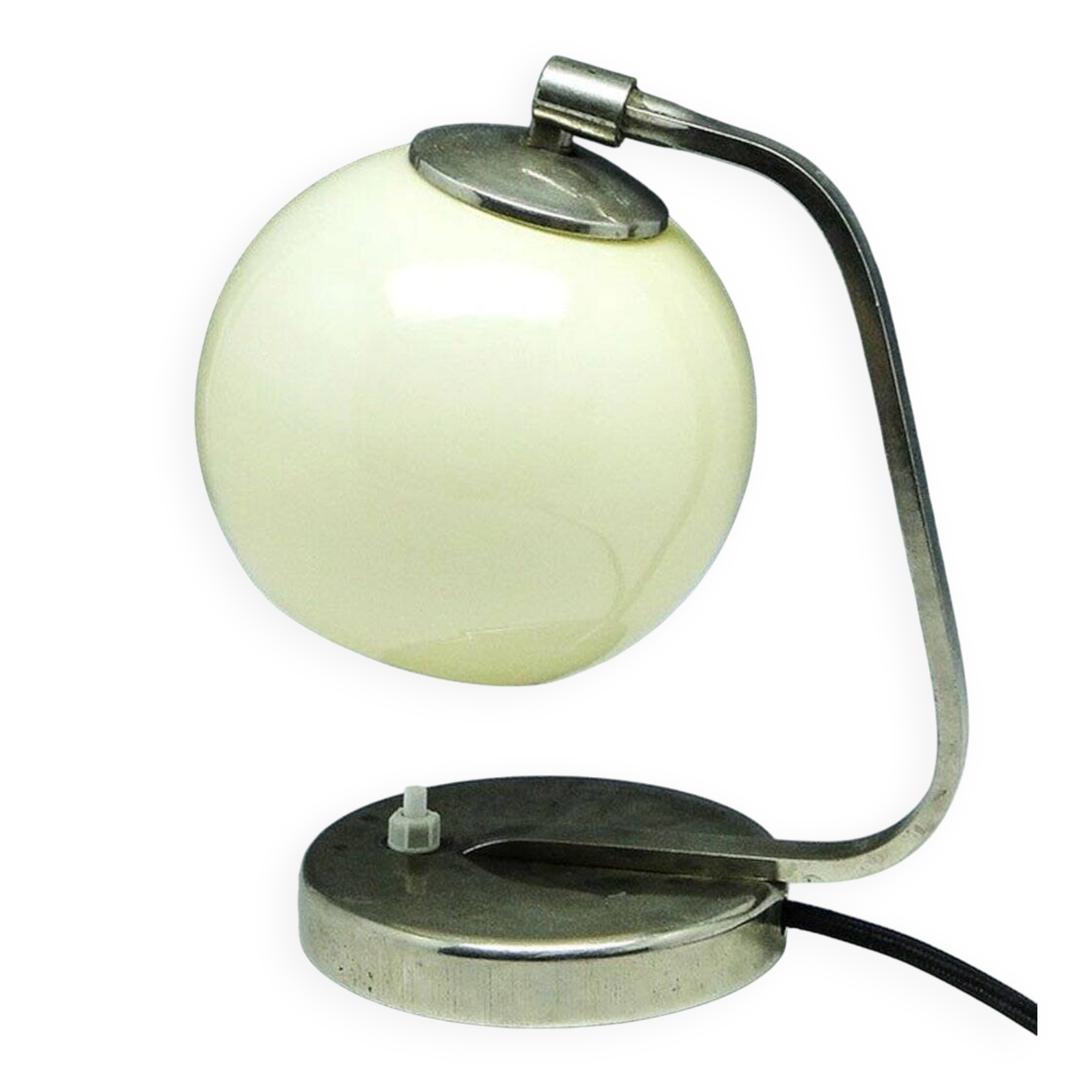 Mid-century glass and metal bedside lamp, 1950s