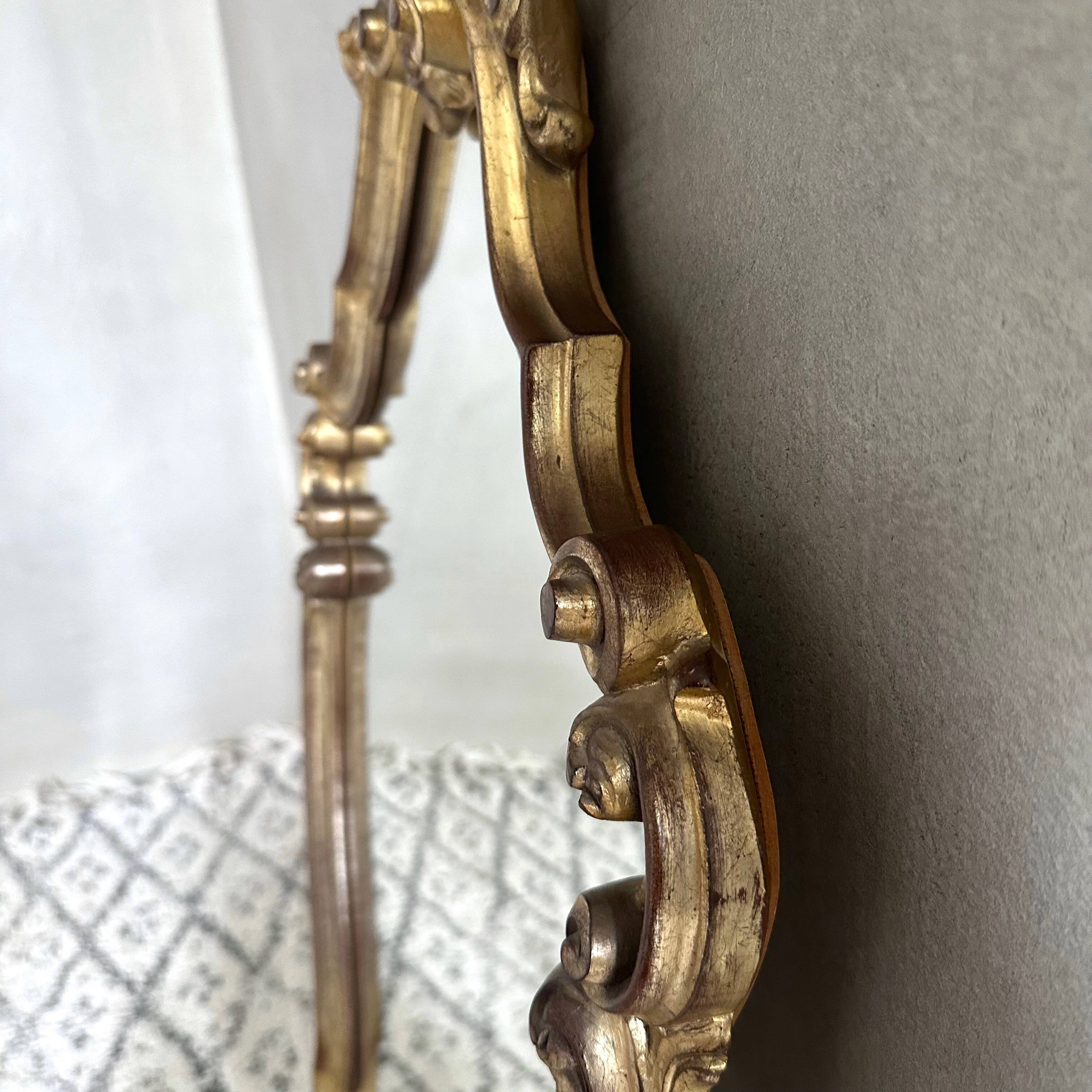 Antique wall mirror, baroque mirror, gold wooden mirror