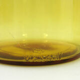 2 amber yellow glass jars - apothecary style pots - vintage 70s