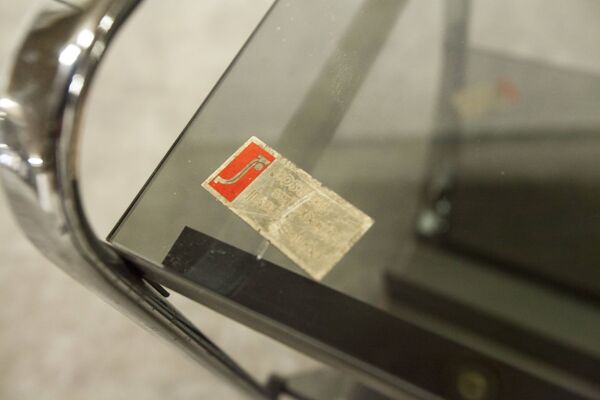 Desserte Echts Kristall Spiegelglas Parsol 1980 verre fumé et chrome