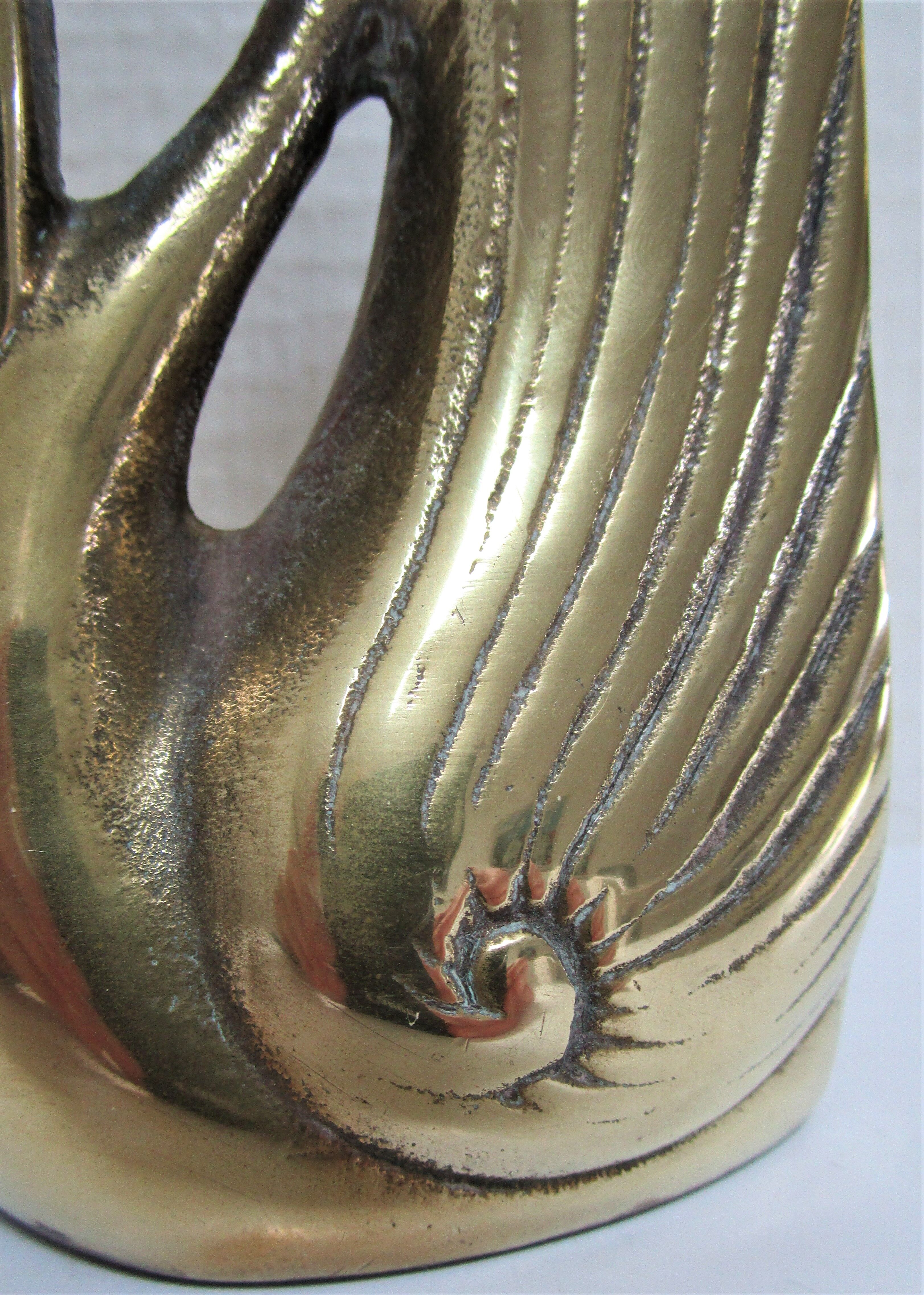 Pair of bookends vintage brass swans