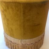 Velvet and fringed ottoman