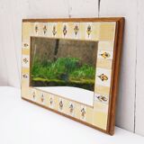 Ceramic and wood mirror by Michel Boillot