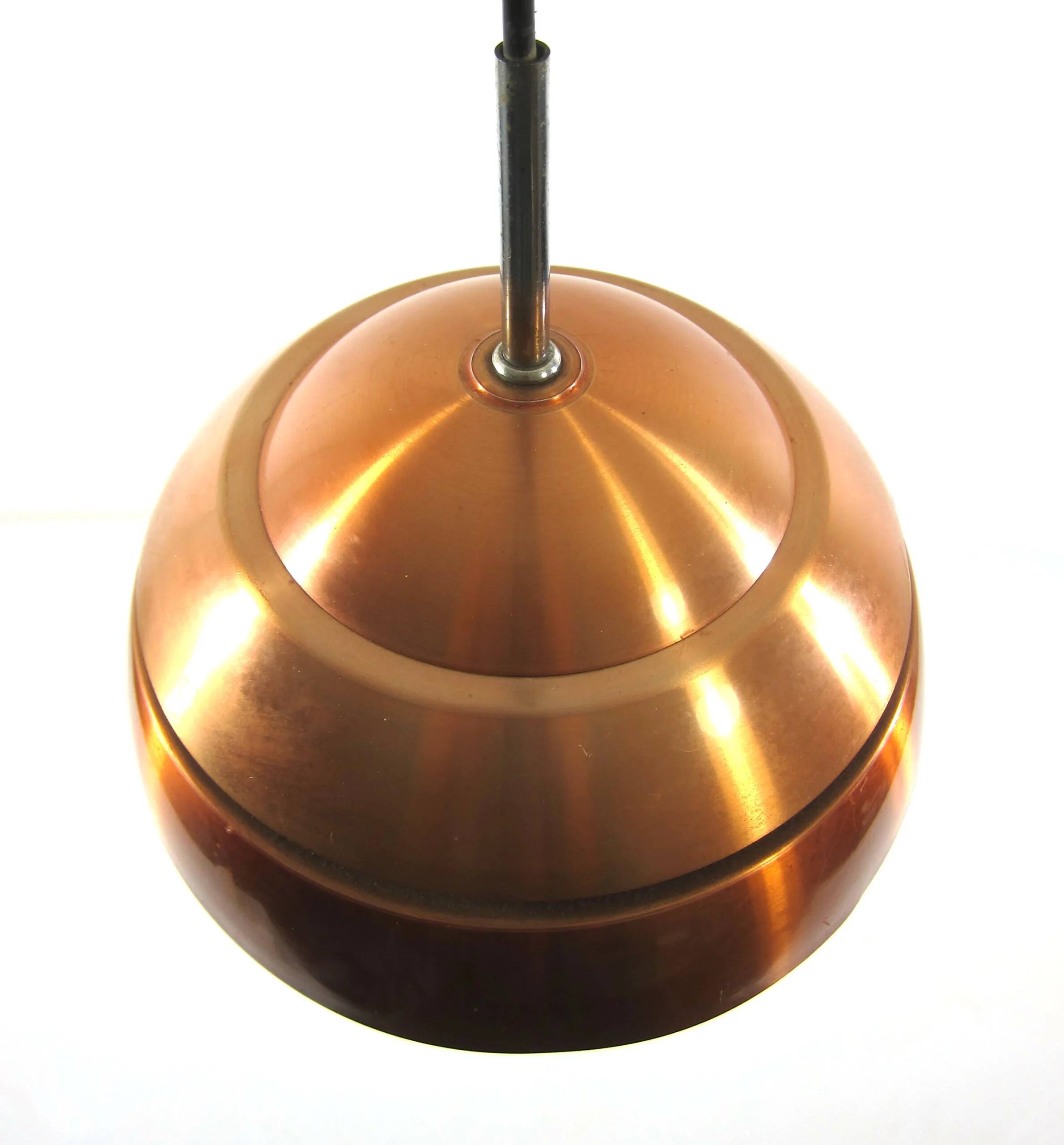 1960s Danish pendant – copper & aluminium lamp in Carl Thore style