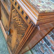 Art deco sideboard marble top, old buffet furniture, vintage dresser