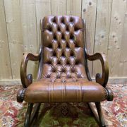Fauteuil, rocking-chair, chesterfield en cuir havane