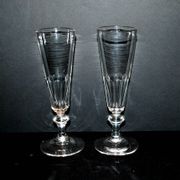 Set of 2 antique cut crystal champagne flutes from Baccarat 1900