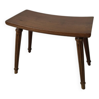 Tabouret ancien en bois ciré , style Louis XVI , table d'appoint , siège vintage , porte-plante