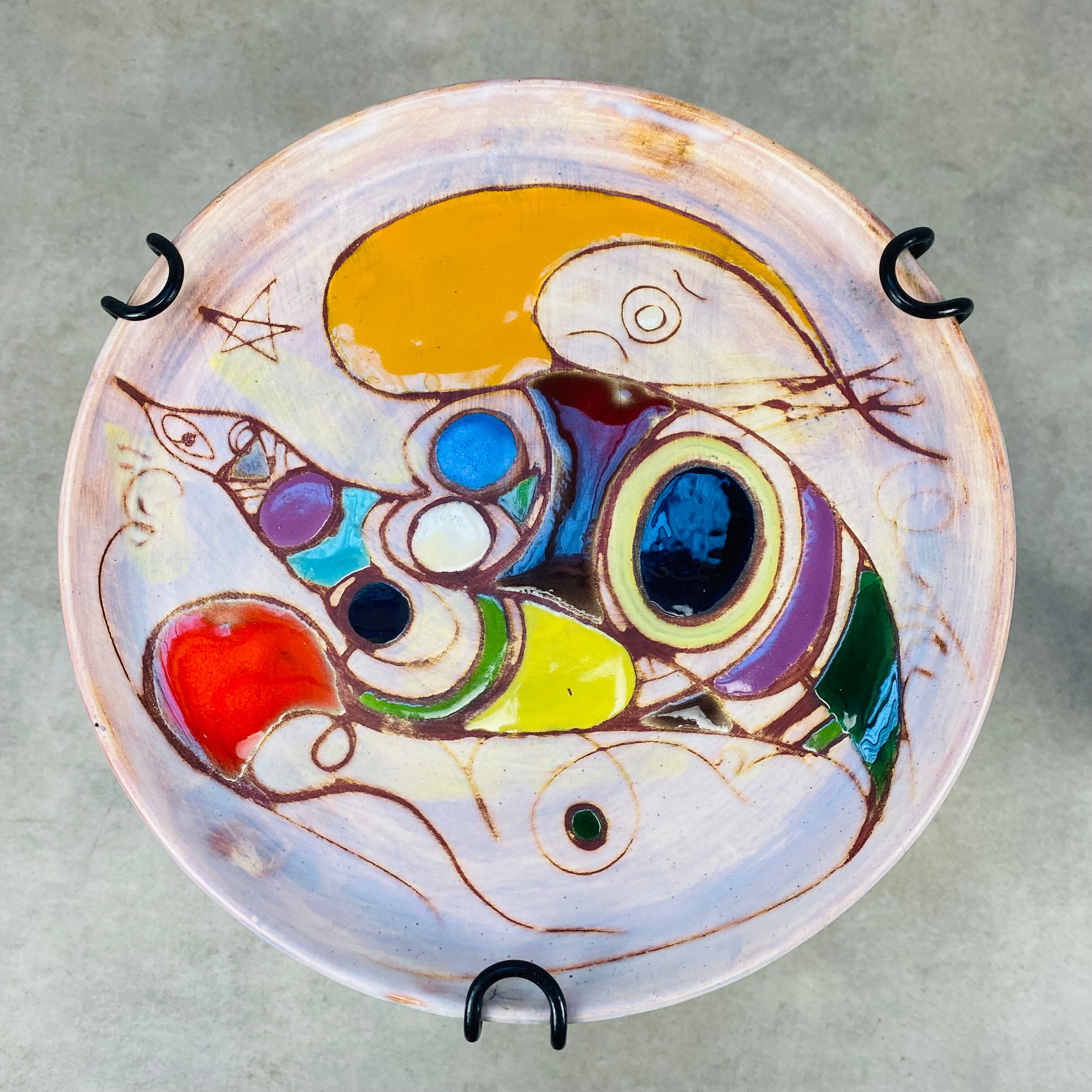 Side table and vase signed MC Treinen ceramic from Vallauris 1950s