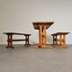 Scandinavian modern solid pinewood benches and dining table, 1970s