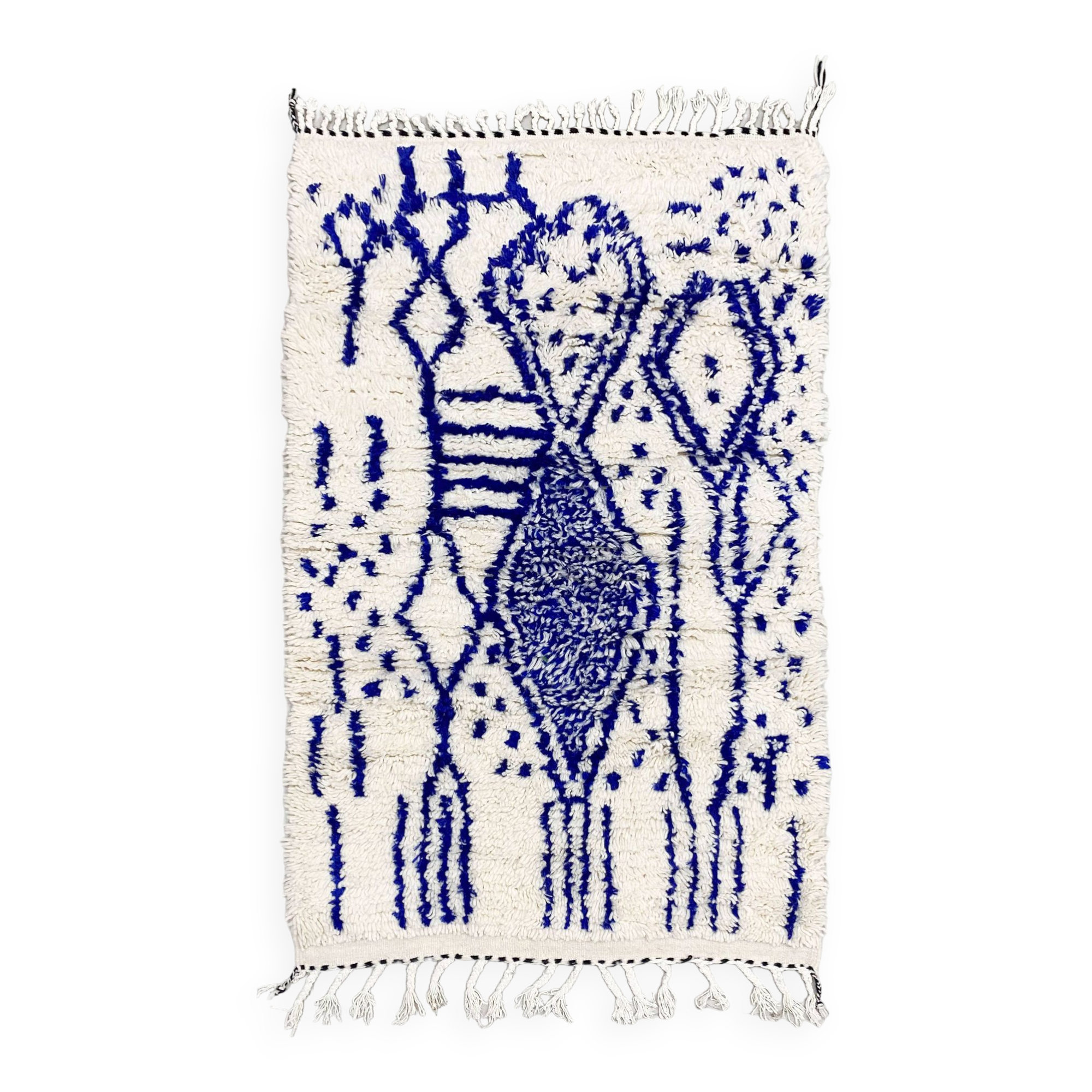 Azilal Moroccan Berber rug with majorelle blue patterns 1.50x0.93m