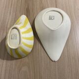 Manufacture de salin 6 yellow oval flat plates with zebra pattern