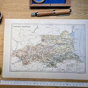 Map of Pyrénées-Orientales, 1889. Authentic Vintage.
