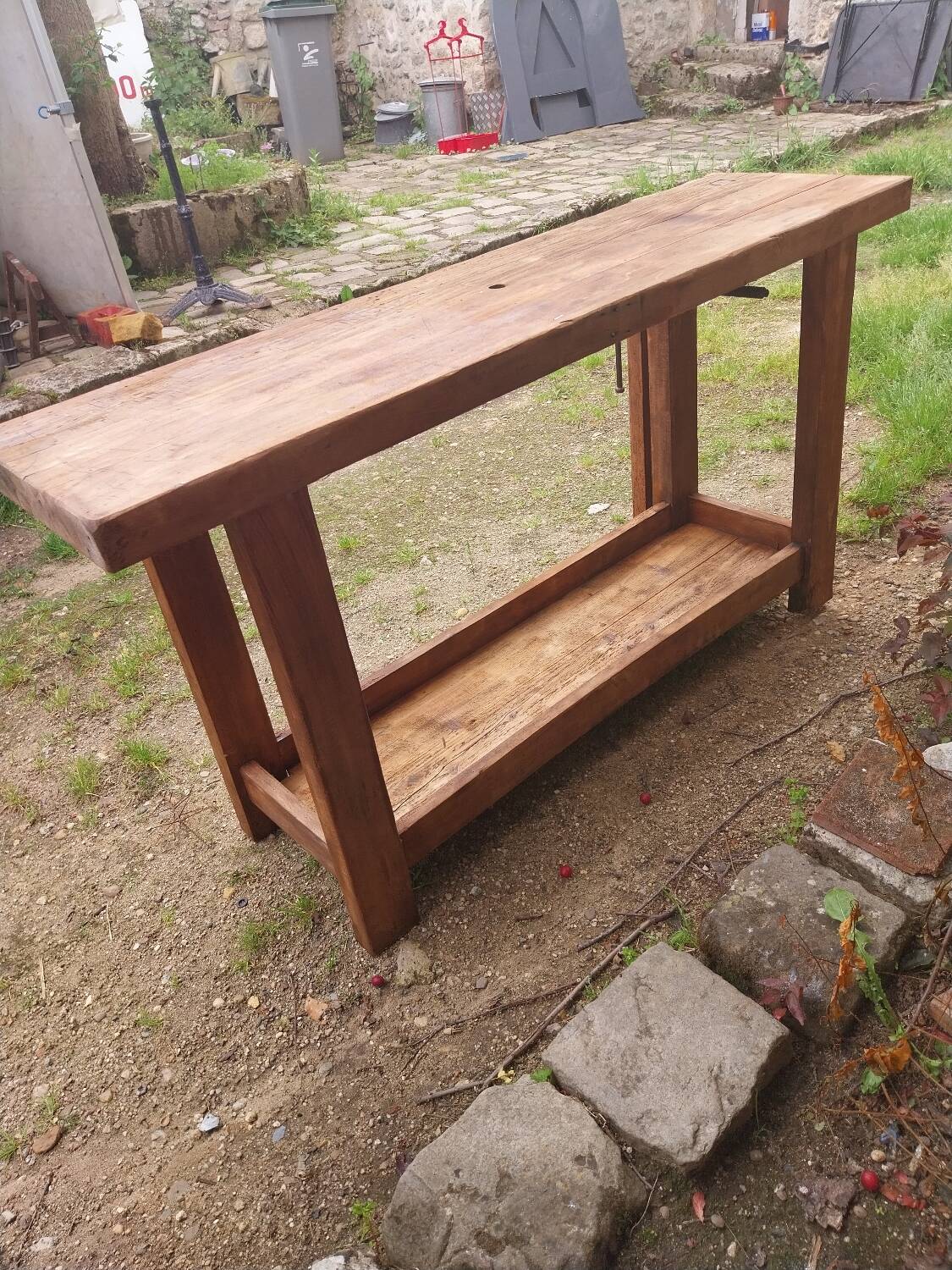 Wooden carpenter's workbench