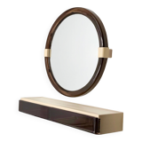 Miroir Space Age avec étagère et tiroirs France années 70