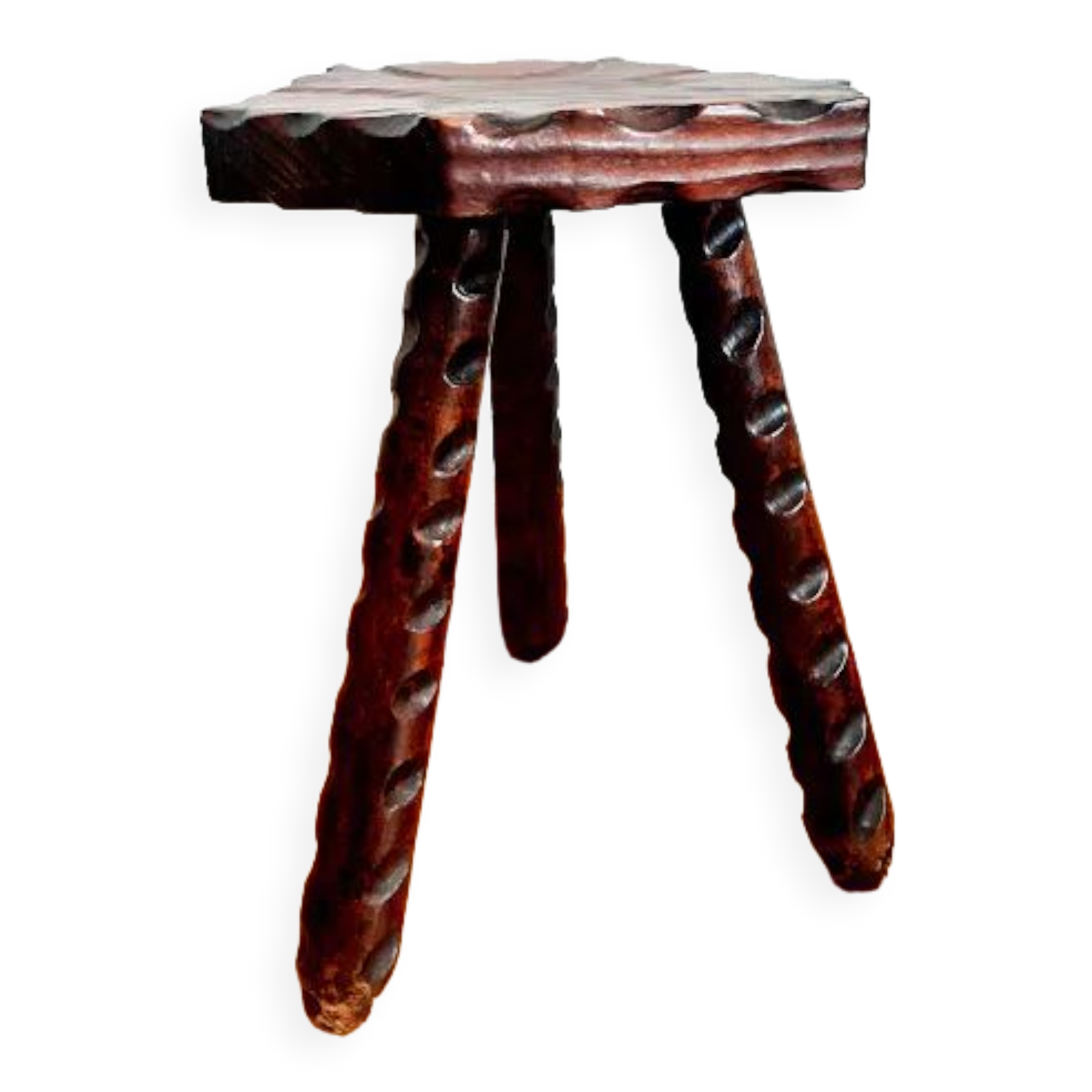 Hexagonal brutalist tripod stool