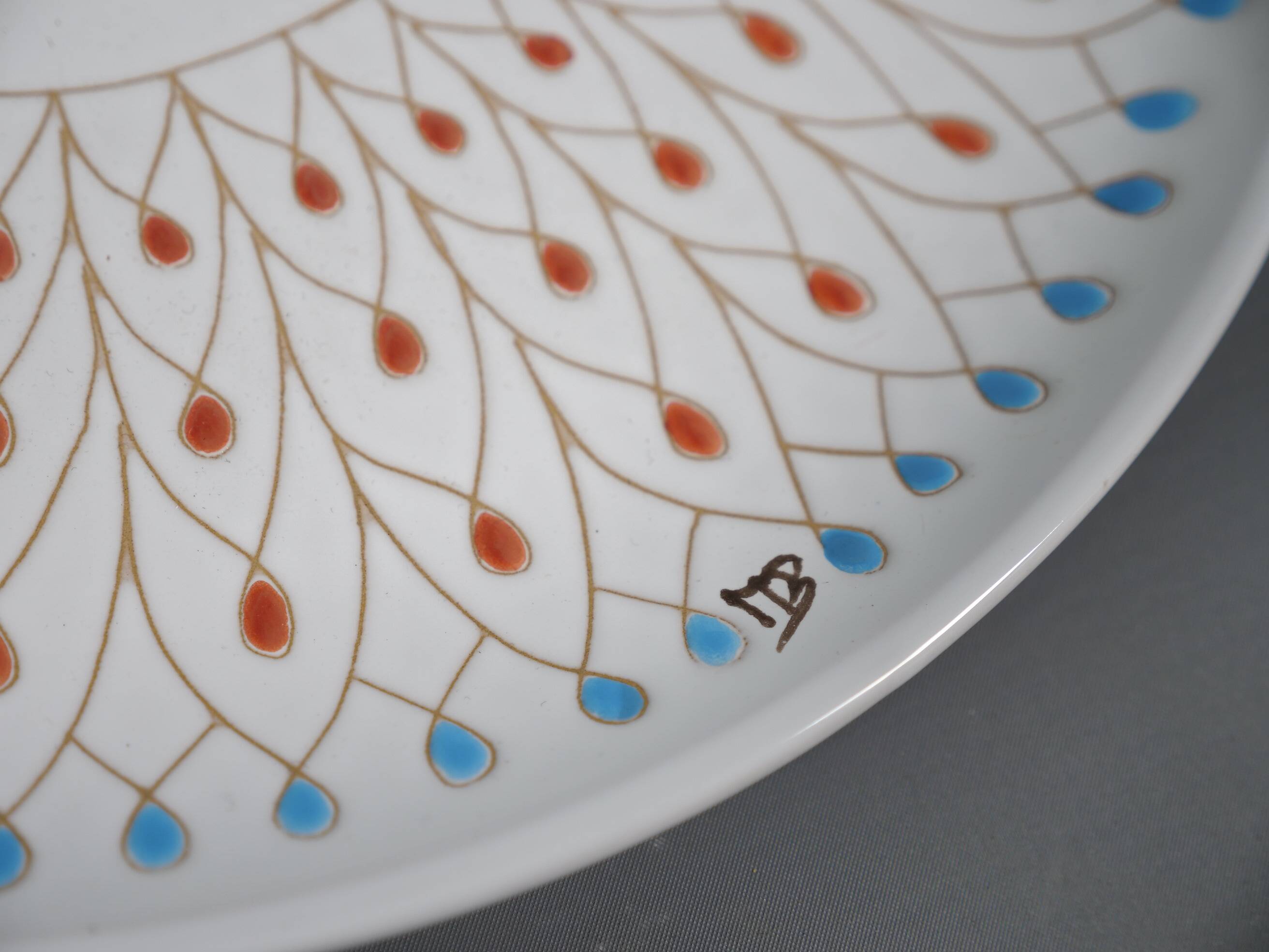 Hand-Painted Ceramic Plate by Mario De Biase for Cerasarda, 1970s