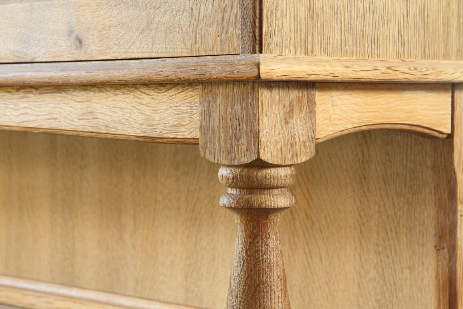Vintage 1970 Danish Brutalist Light Oak Dining Cabinet, Henning Kjærnulf style