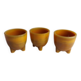 Marbled glass tripod egg cups