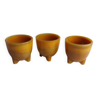 Marbled glass tripod egg cups