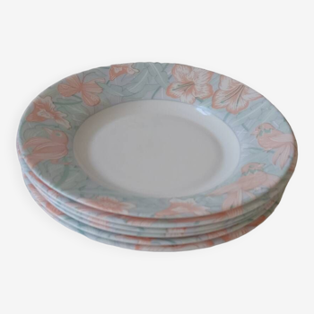 Arcopal white plates jungle pink and blue