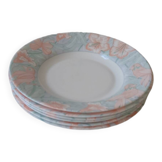 Arcopal white plates jungle pink and blue
