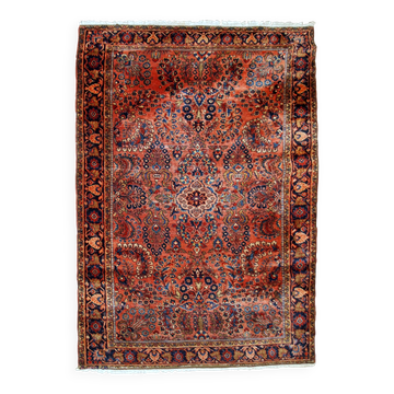 Handmade antique Persian Sarouk rug 4.1' x 6.5' (125cm x 198cm) 1920s - 1B789