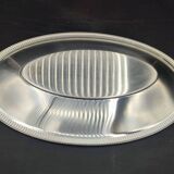 Oval stainless steel serving platter/ Tray by Jean Couzon Goldsmith - New