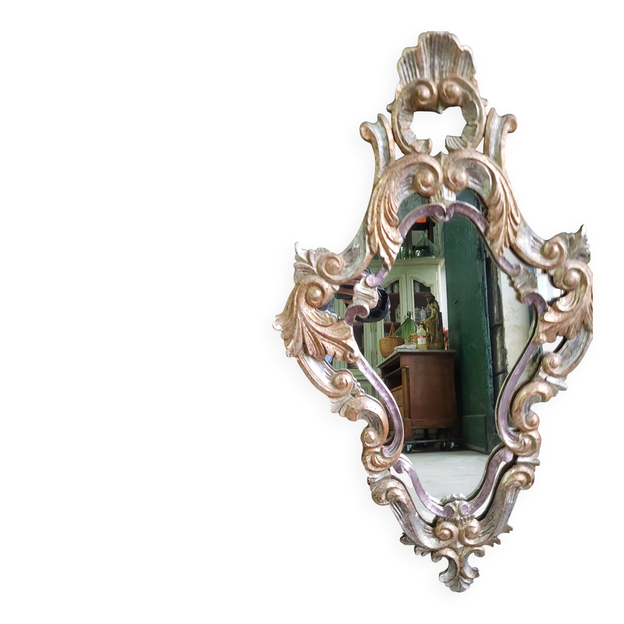 MIRROR IN LOUIS XV STYLE WITH GILDING AND SILVERING