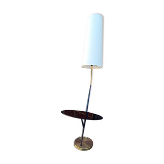 Lampadaire arlus tablette opaline noir années 50