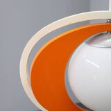 Suspension italienne orange et blanche des années 1970 — Sculpture moderne de l'ère spatiale