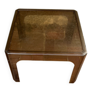 1970s occasional coffee table in smoked Plexiglas by Prisunic