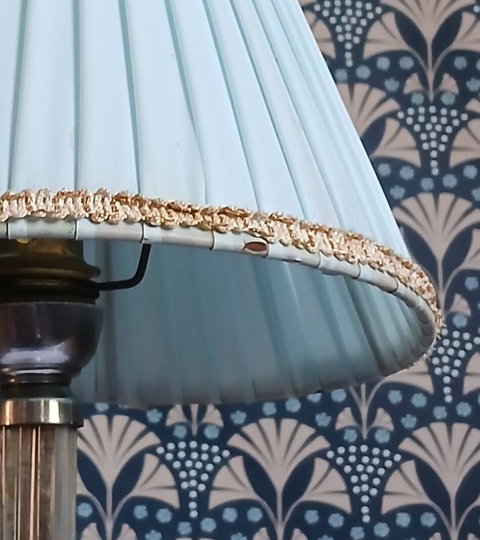 Silver metal lamp & glass cylinders from the 1940s