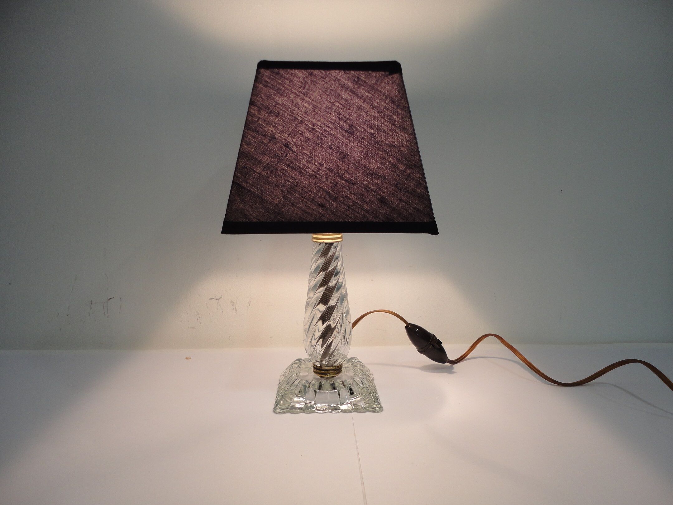 Vintage glass and brass lamp