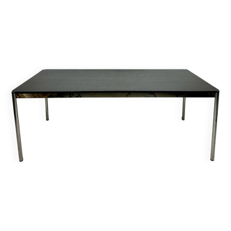 Table USM Haller T59 stratifié noir et acier chromé