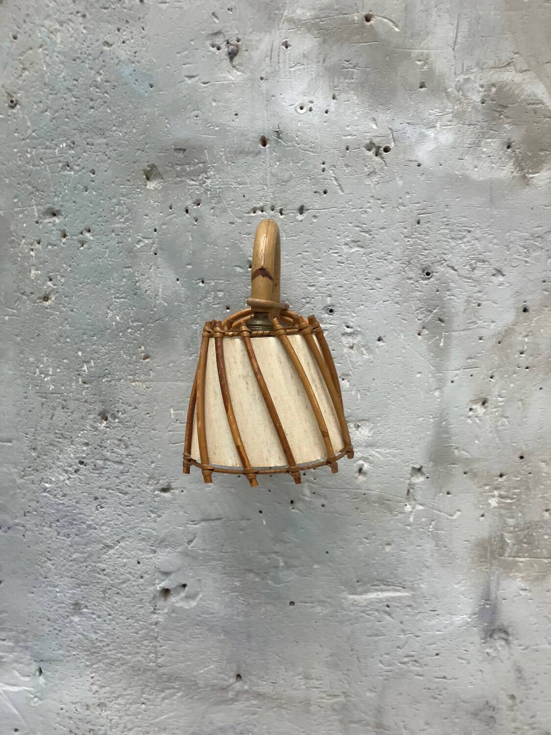 Vintage rattan wall lamp 1950