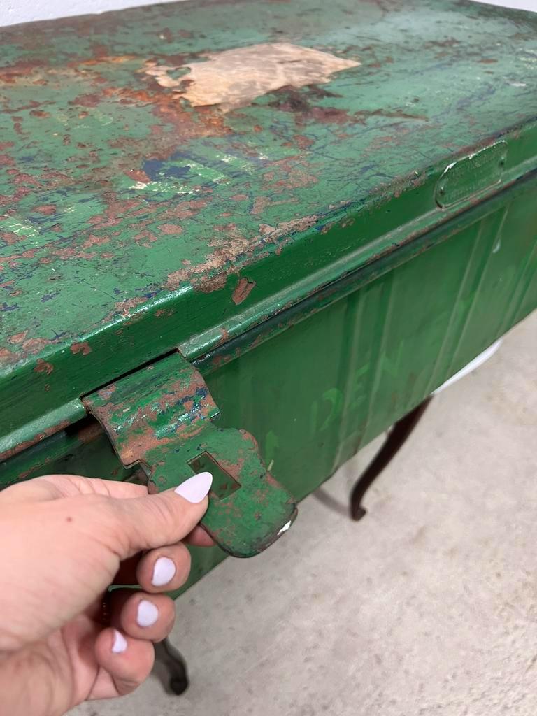 Vintage green industrial trunk