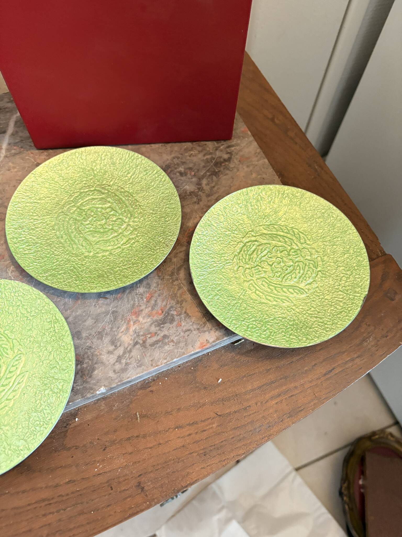 Japanese Green Cup Saucer Underplate ANDOI CLOISONNE CLOISON