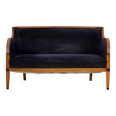 1950s, Danish art deco 2-seater sofa, ash wood, furniture velour.