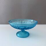 Bol ancien en verre, verre pressé turquoise, 19ème siècle