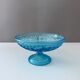 Antique glass bowl, pressed glass turquoise, 19th century