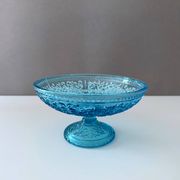 Bol ancien en verre, verre pressé turquoise, 19ème siècle