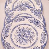 3 plates blue flower vintage English porcelain