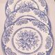 3 plates blue flower vintage English porcelain