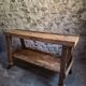 French industrial kitchen island, antique work table in chestnut and oak, circa 1900.